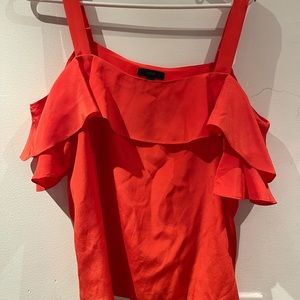 Silk J Crew Ruffle Shirt with Cold Shoulder